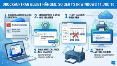 Druckauftrag bleibt hängen: So geht’s in Windows 11 und 10