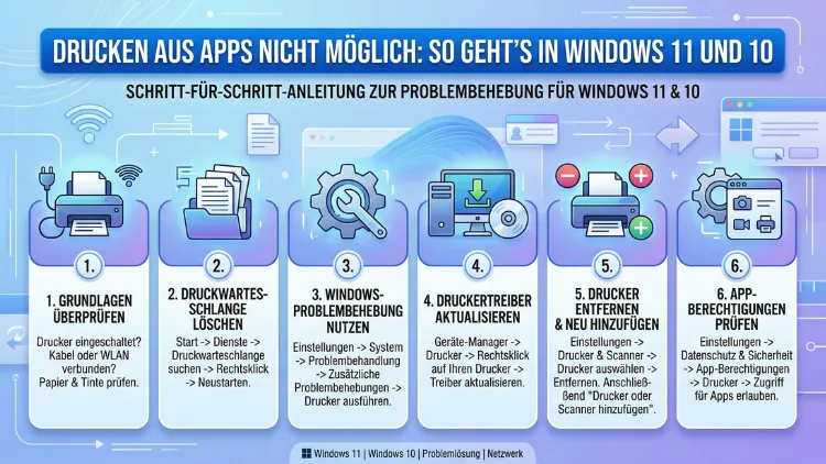Drucken aus Apps nicht möglich: So geht’s in Windows 11 und 10