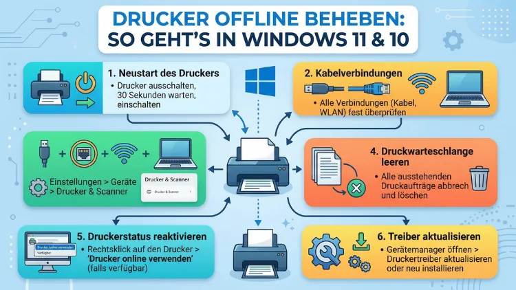 Drucker offline beheben: So geht’s in Windows 11 und 10