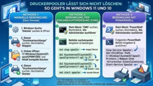 Druckerspooler lässt sich nicht löschen: So geht’s in Windows 11 und 10