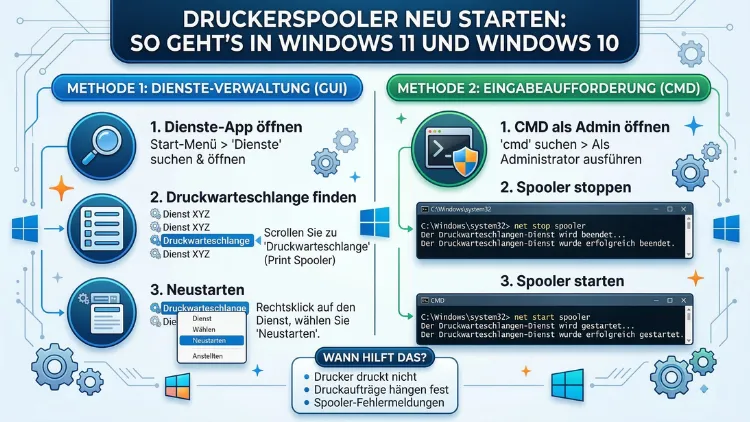 Druckerspooler neu starten: So geht’s in Windows 11 und Windows 10
