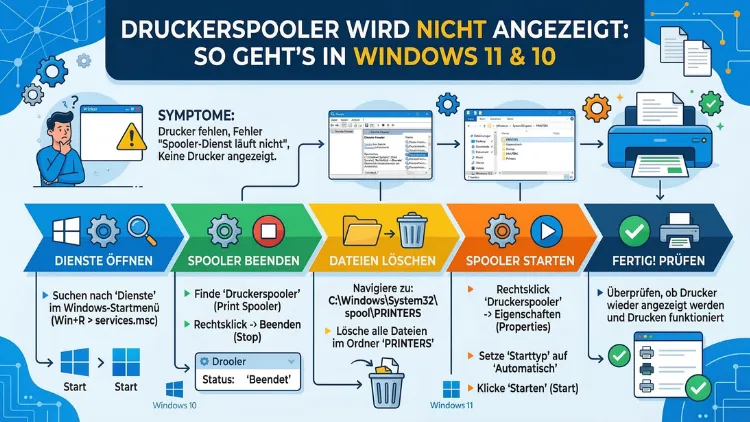 Druckerspooler wird nicht angezeigt: So geht’s in Windows 11 und 10