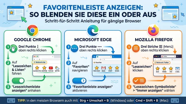 Favoritenleiste anzeigen: So blenden Sie diese ein oder aus