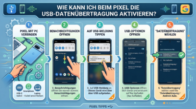 Wie kann ich beim Pixel die USB Datenübertragung aktivieren?