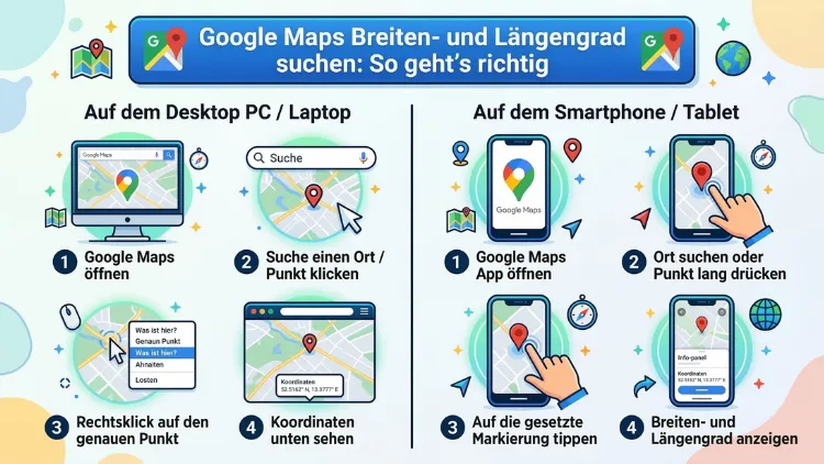 Google Maps Breiten- und Längengrad suchen: So geht’s richtig