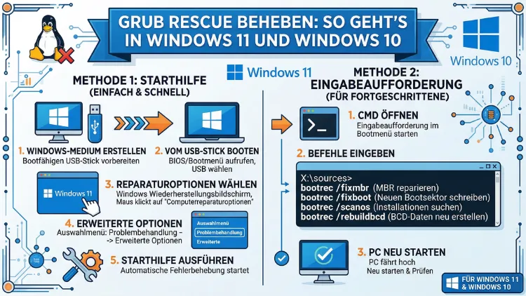 Grub Rescue beheben: So geht’s in Windows 11 und Windows 10