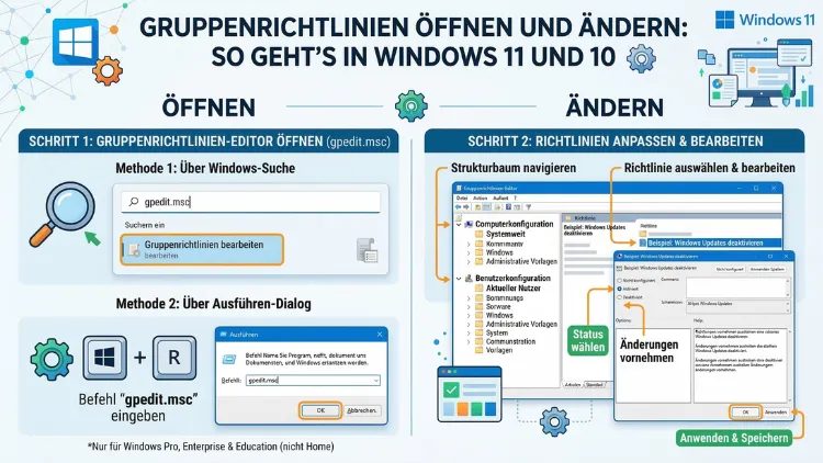 Gruppenrichtlinien öffnen und ändern: So geht’s in Windows 11 und 10
