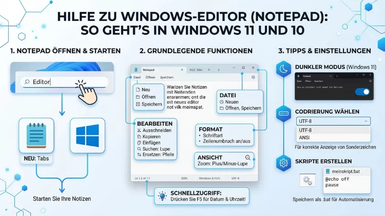 Hilfe zu Windows-Editor (Notepad): So geht’s in Windows 11 und 10
