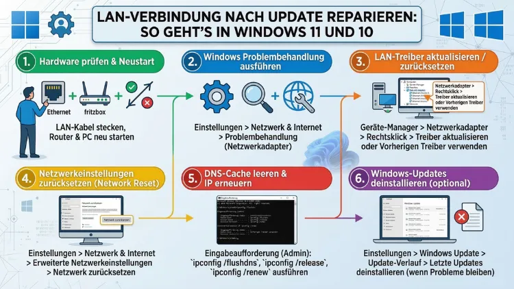 LAN-Verbindung nach Update reparieren: So geht’s in Windows 11 und 10