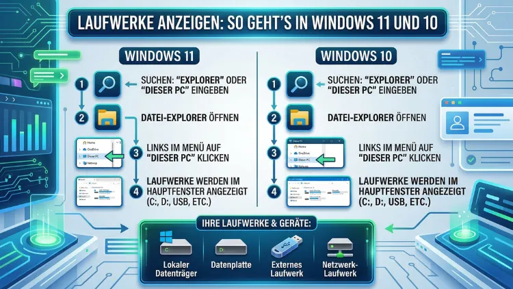 Laufwerke anzeigen: So geht’s in Windows 11 und Windows 10