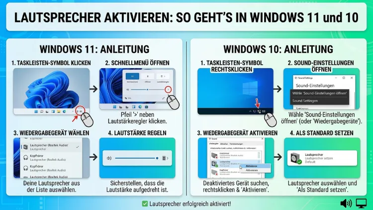 Lautsprecher aktivieren: So geht’s in Windows 11 und 10