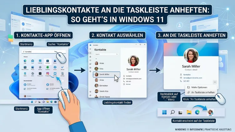 Lieblingskontakte an die Taskleiste anheften: So geht’s in Windows 11