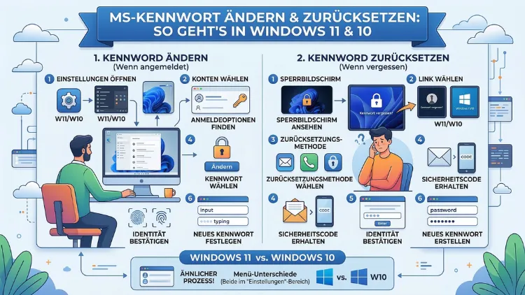 MS-Kennwort ändern und zurücksetzen: So geht’s in Windows 11 und 10