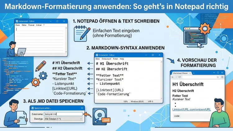 Markdown-Formatierung anwenden: So geht’s in Notepad richtig