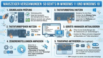 Mauszeiger verschwunden: So geht’s in Windows 11 und Windows 10