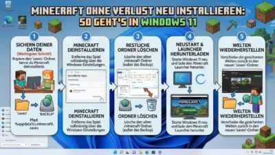 Minecraft ohne Verlust neu installieren: So geht’s in Windows 11