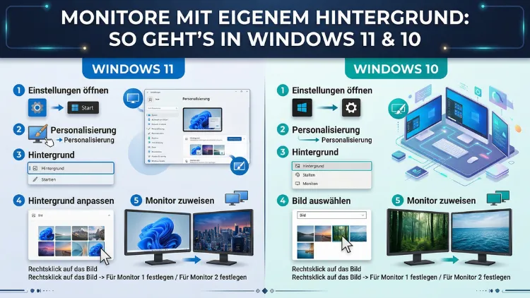 Monitore mit eigenem Hintergrund: So geht’s in Windows 11 und 10