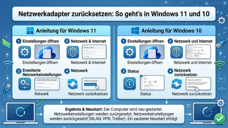 Netzwerkadapter zurücksetzen: So geht’s in Windows 11 und 10