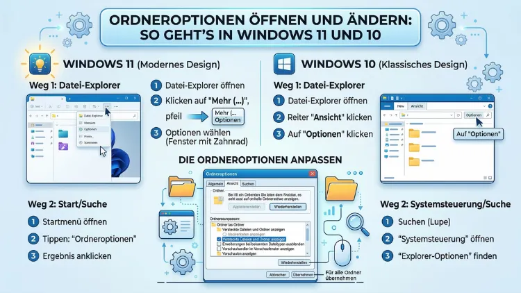 Ordneroptionen öffnen und ändern: So geht’s in Windows 11 und 10