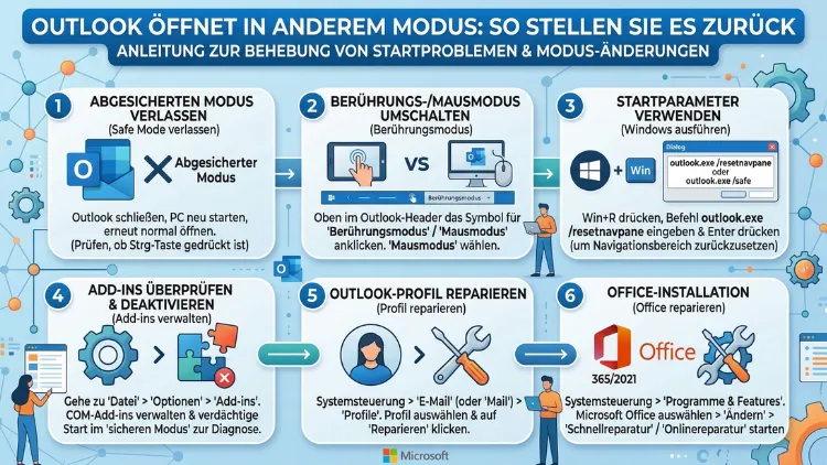 Outlook öffnet in anderem Modus: So stellen Sie es zurück