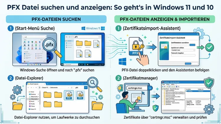 PFX Datei suchen und anzeigen: So geht’s in Windows 11 und 10