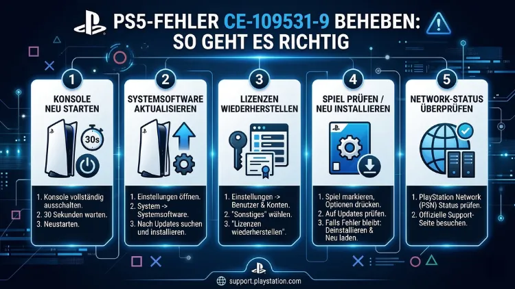 PS5-Fehler CE-109531-9 beheben: So geht es richtig