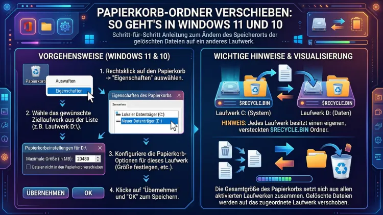 Papierkorb-Ordner verschieben: So geht’s in Windows 11 und 10