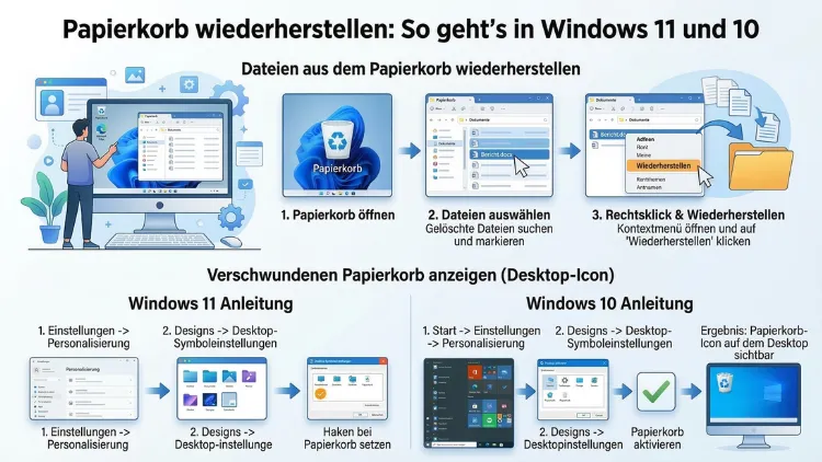 Papierkorb wiederherstellen: So geht’s in Windows 11 und 10