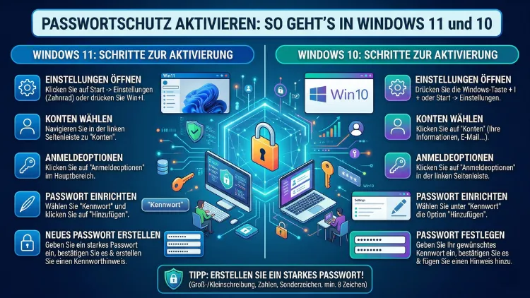 Passwortschutz aktivieren: So geht’s in Windows 11 und 10