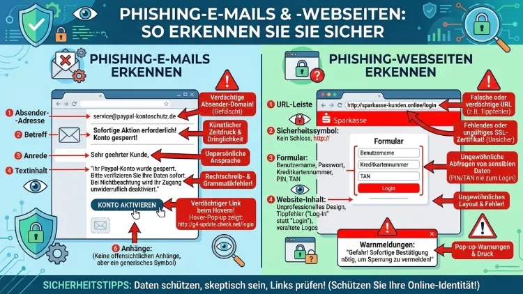 Phishing-E-Mails und -Webseiten: So erkennen Sie sie sicher