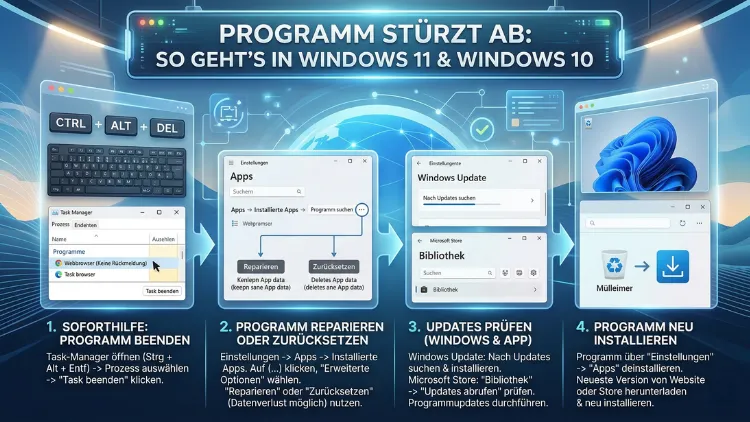 Programm stürzt ab: So geht’s in Windows 11 und Windows 10