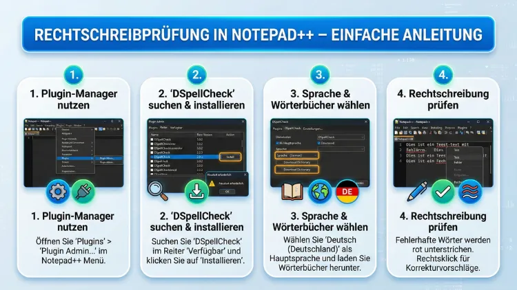 Rechtschreibprüfung in Notepad++ – einfache Anleitung