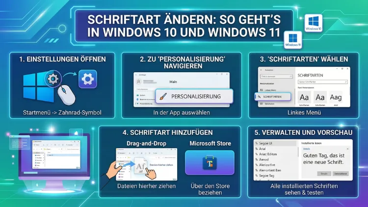 Wie ändere ich die Schriftart in Windows 10 und Windows 11?