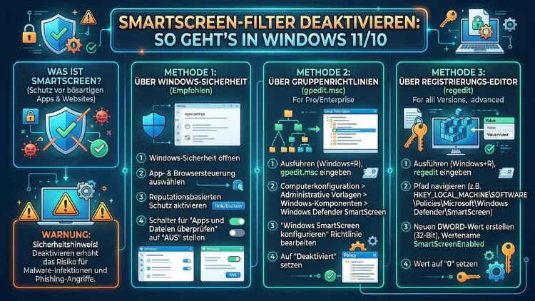 So deaktivieren Sie den SmartScreen-Filter in Windows 10 und 11
