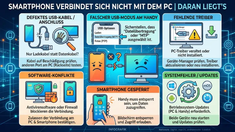 Smartphone verbindet sich nicht mit dem PC | Daran liegt’s