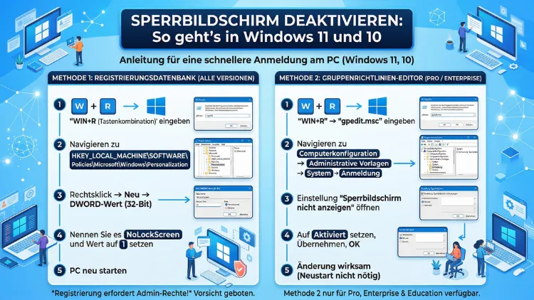 Sperrbildschirm deaktivieren: So geht’s in Windows 11 und 10