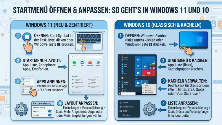 Startmenü öffnen und anpassen: So geht’s in Windows 11 und 10
