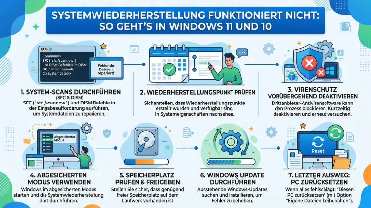 Systemwiederherstellung funktioniert nicht: So geht’s in Windows 11 und 10