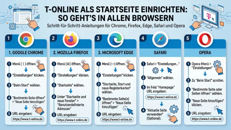 T-Online als Startseite einrichten: So geht’s in allen Browsern