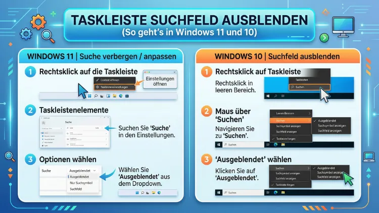 Suchfeld in Taskleiste ausblenden: So geht’s in Windows 11 und 10
