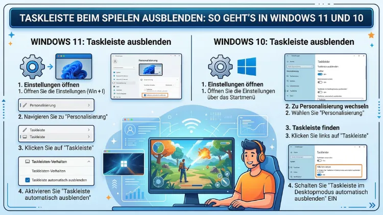 Taskleiste beim Spielen ausblenden: So geht’s in Windows 11 und 10
