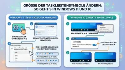 Taskleistensymbole Größe ändern: So geht’s in Windows 11 und 10