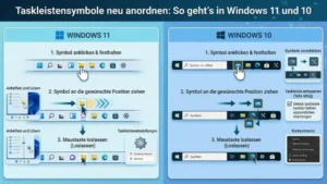 Taskleistensymbole neu anordnen: So geht’s in Windows 11 und 10