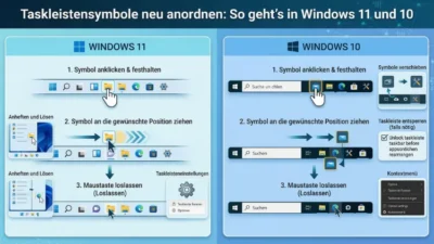 Taskleistensymbole neu anordnen: So geht’s in Windows 11 und 10