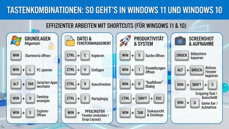 Tastenkombinationen: So geht’s in Windows 11 und Windows 10