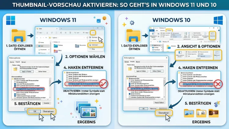 Thumbnail-Vorschau aktivieren: So geht’s in Windows 11 und Windows 10