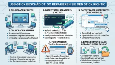 USB-Stick beschädigt: So reparieren Sie den Stick richtig