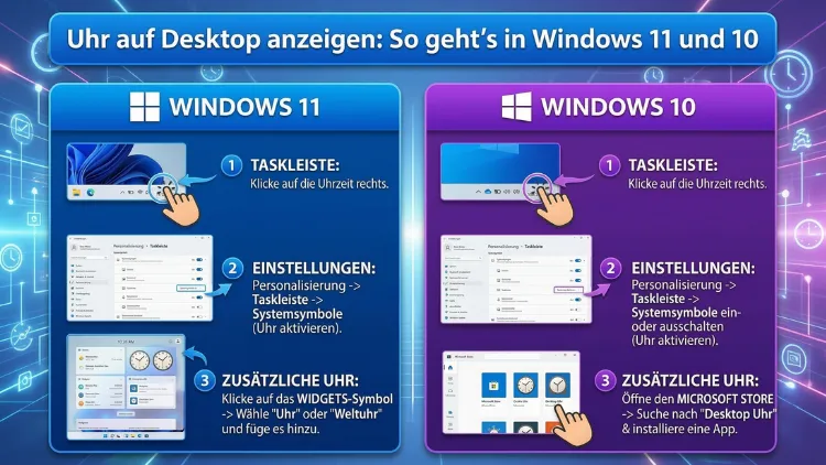Uhr auf Desktop anzeigen: So geht’s in Windows 11 und 10
