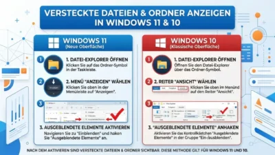 Windows 11 und 10: Versteckte Ordner und Dateien anzeigen