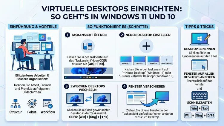 Virtuelle Desktops einrichten: So geht’s in Windows 11 und 10